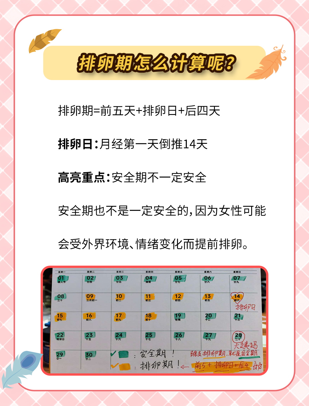   作为女性,了解自己的生理周期和安全期对于避孕和健康都至关重要