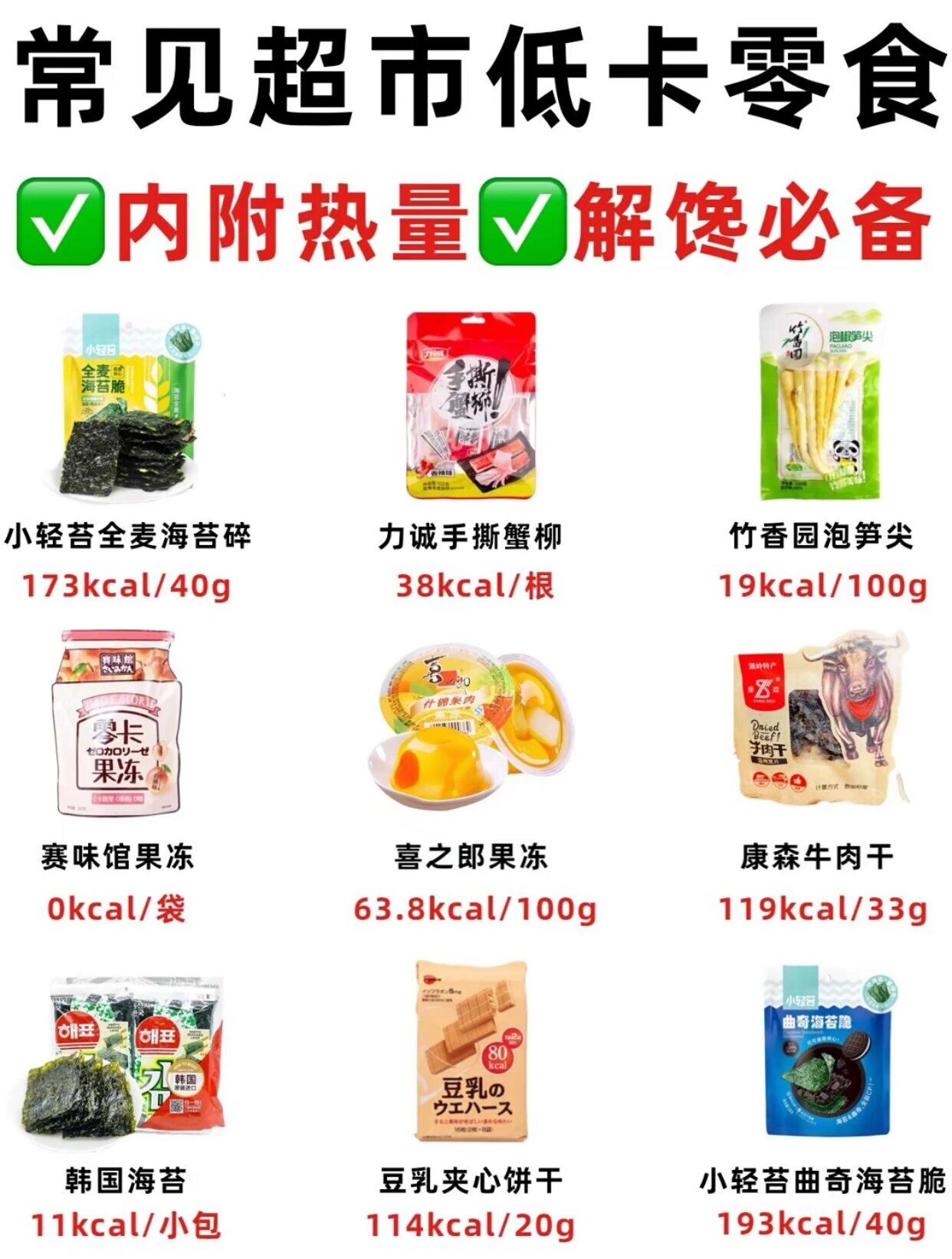 减脂零食36款常见超市低卡零食97减脂必备