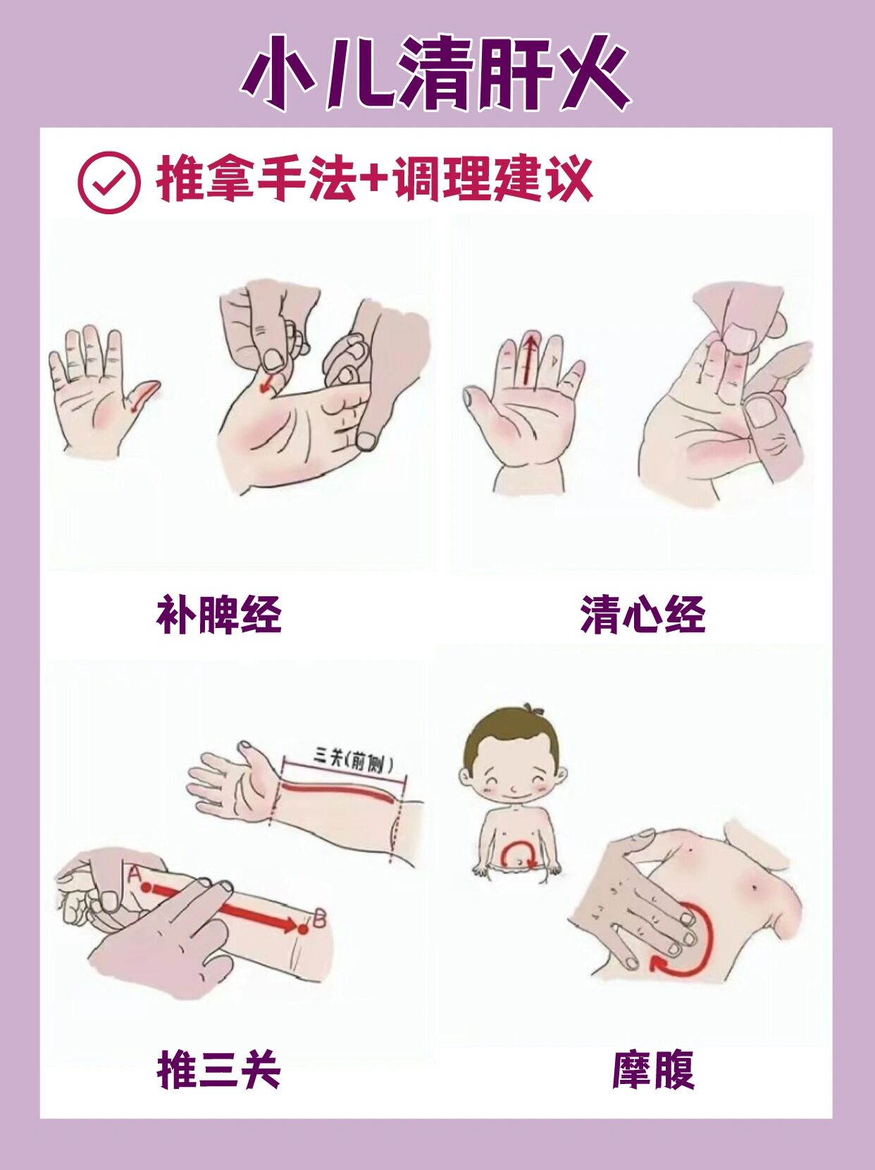 4个小儿清肝火推拿手法