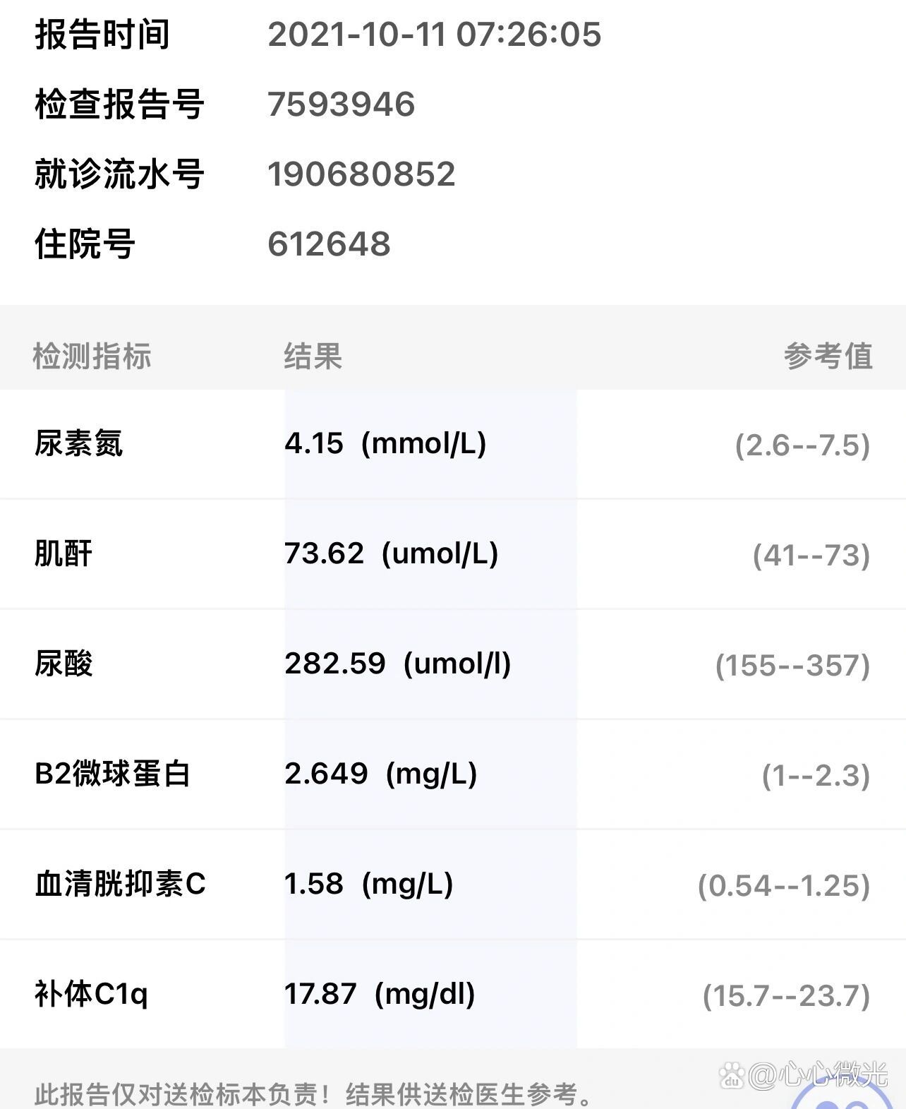 体检肾功能化验单,血清胱抑素c你知道嘛?