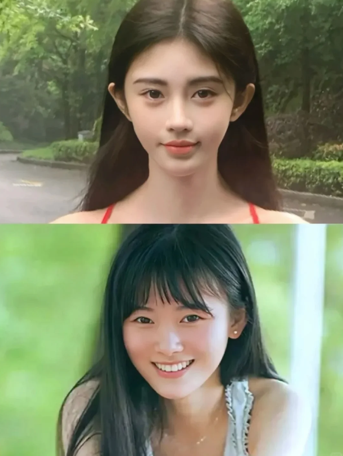 鞠婧祎出道前的颧骨和颧弓确实有些凸出,给人一种不够柔和的感觉