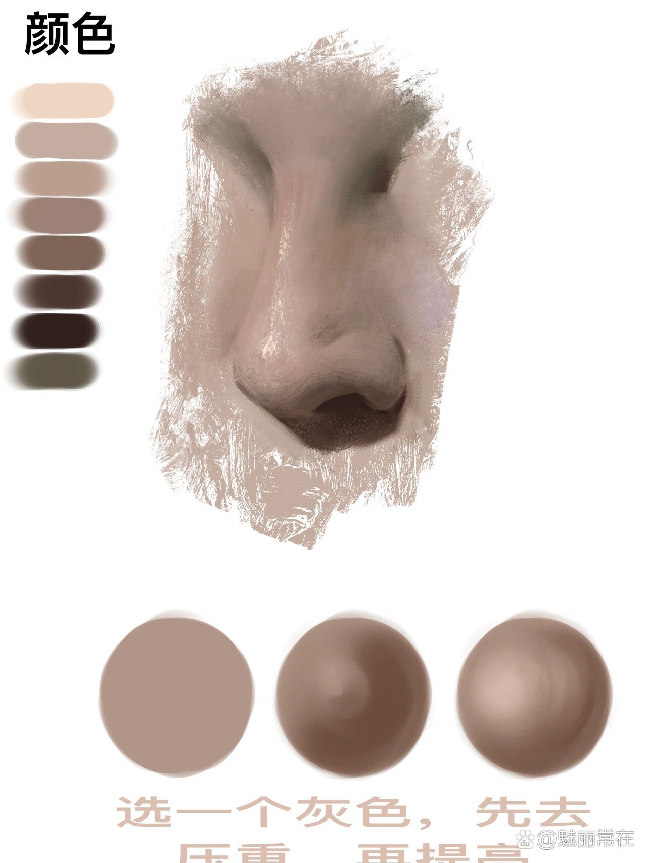 很详细的厚涂鼻子教程了