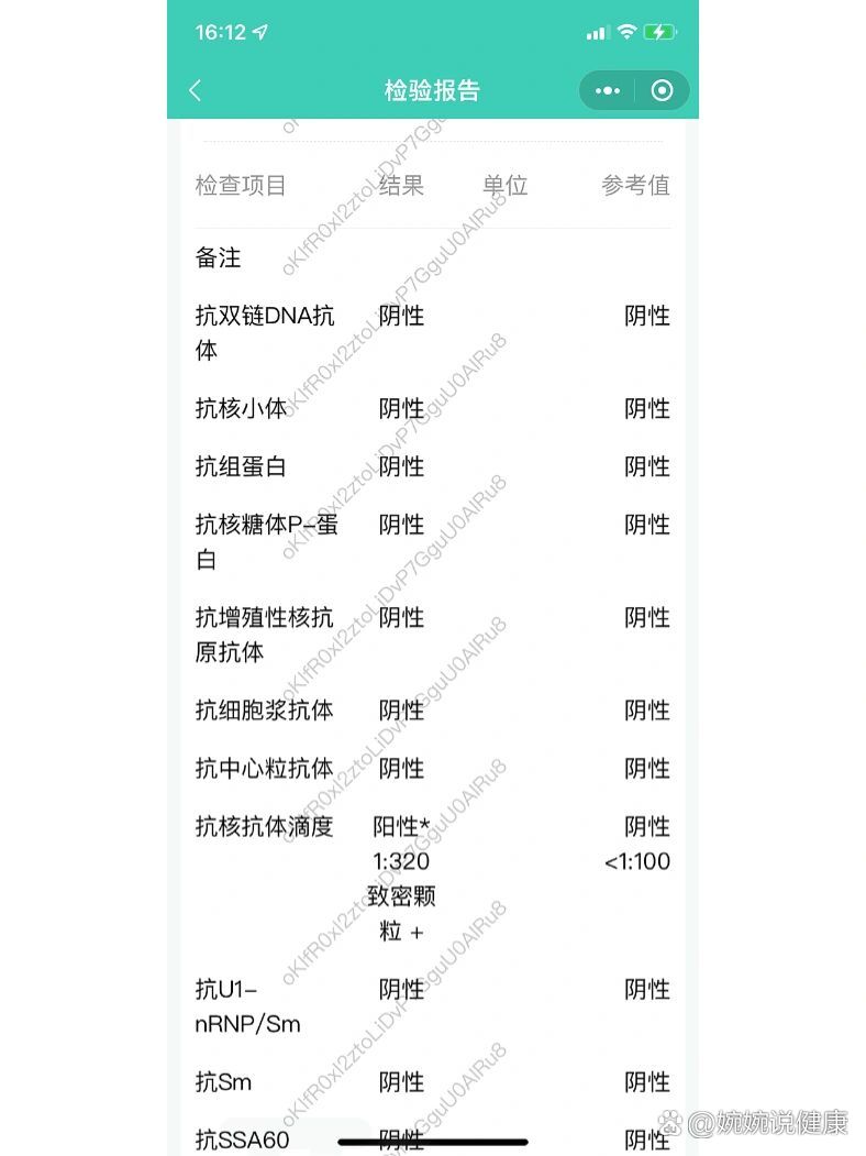 抗核抗体滴度阳性1:320