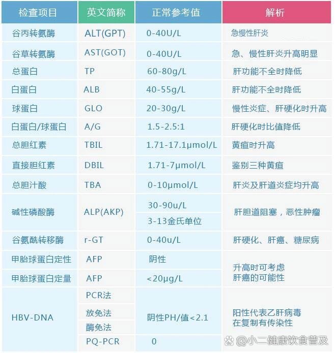 肝功能化验单 正常值图片