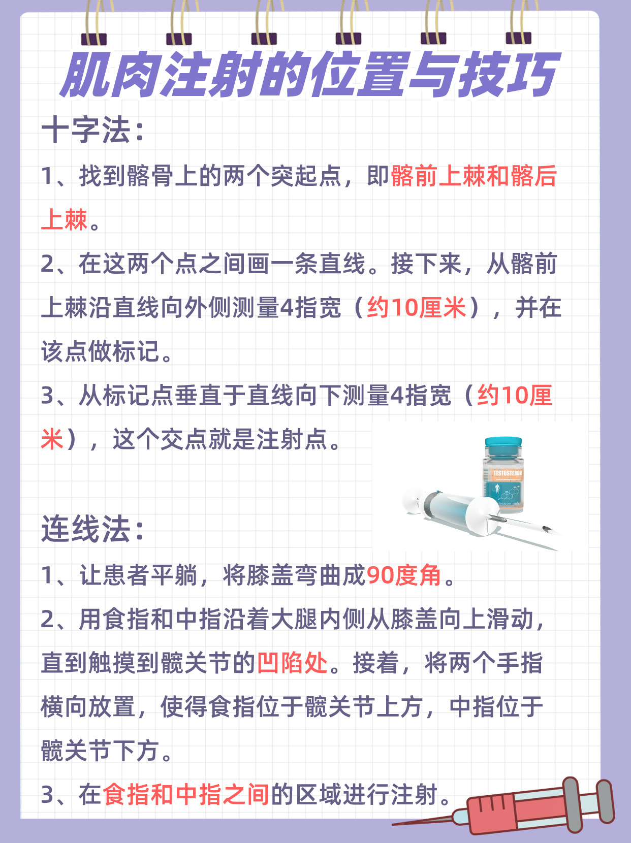 肌肉注射技巧大揭秘 十字法与连线法