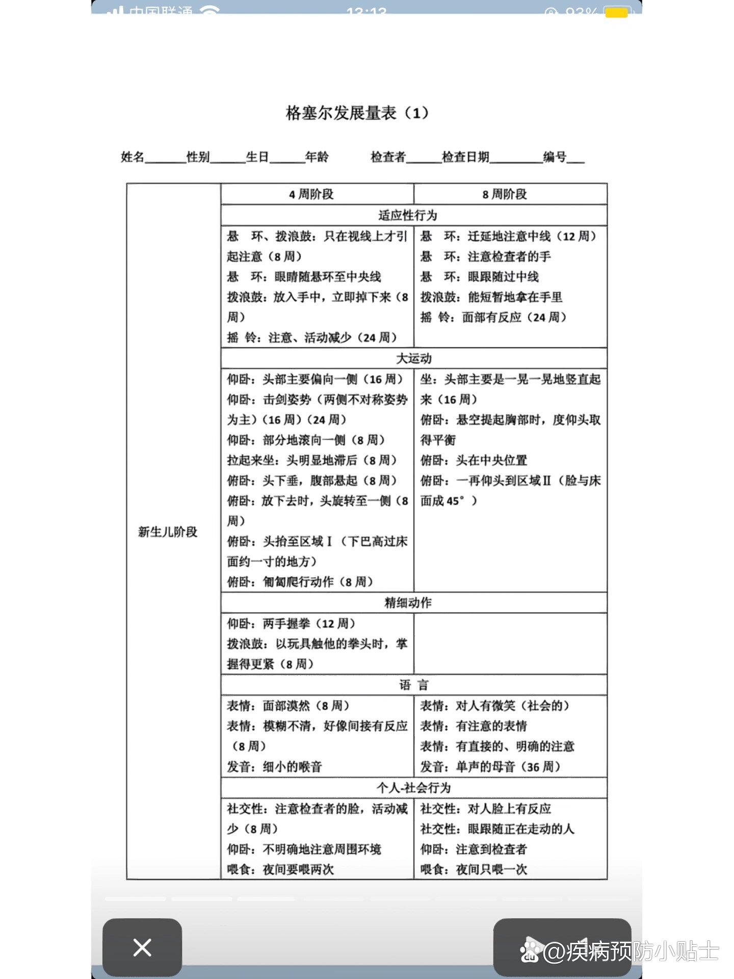 盖赛尔发育量表图片