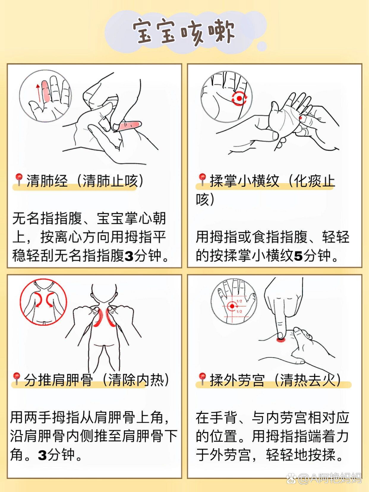 90整理了一些宝宝常用的推拿手法