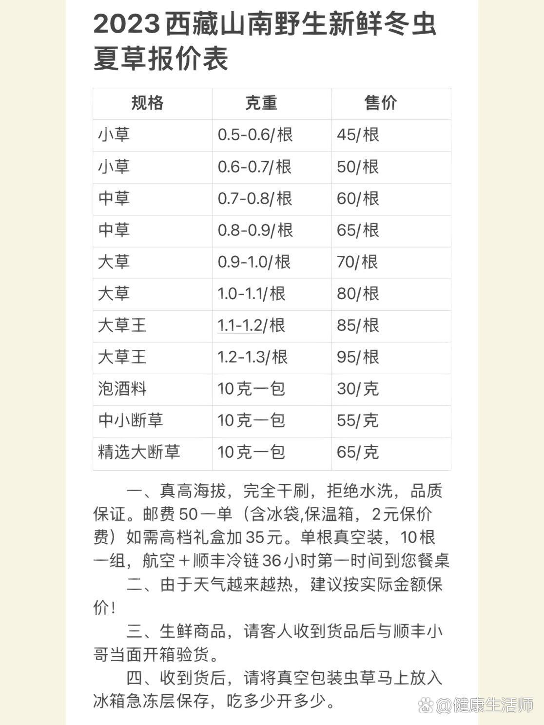 2023西藏山南野生新鲜冬虫夏草报价表