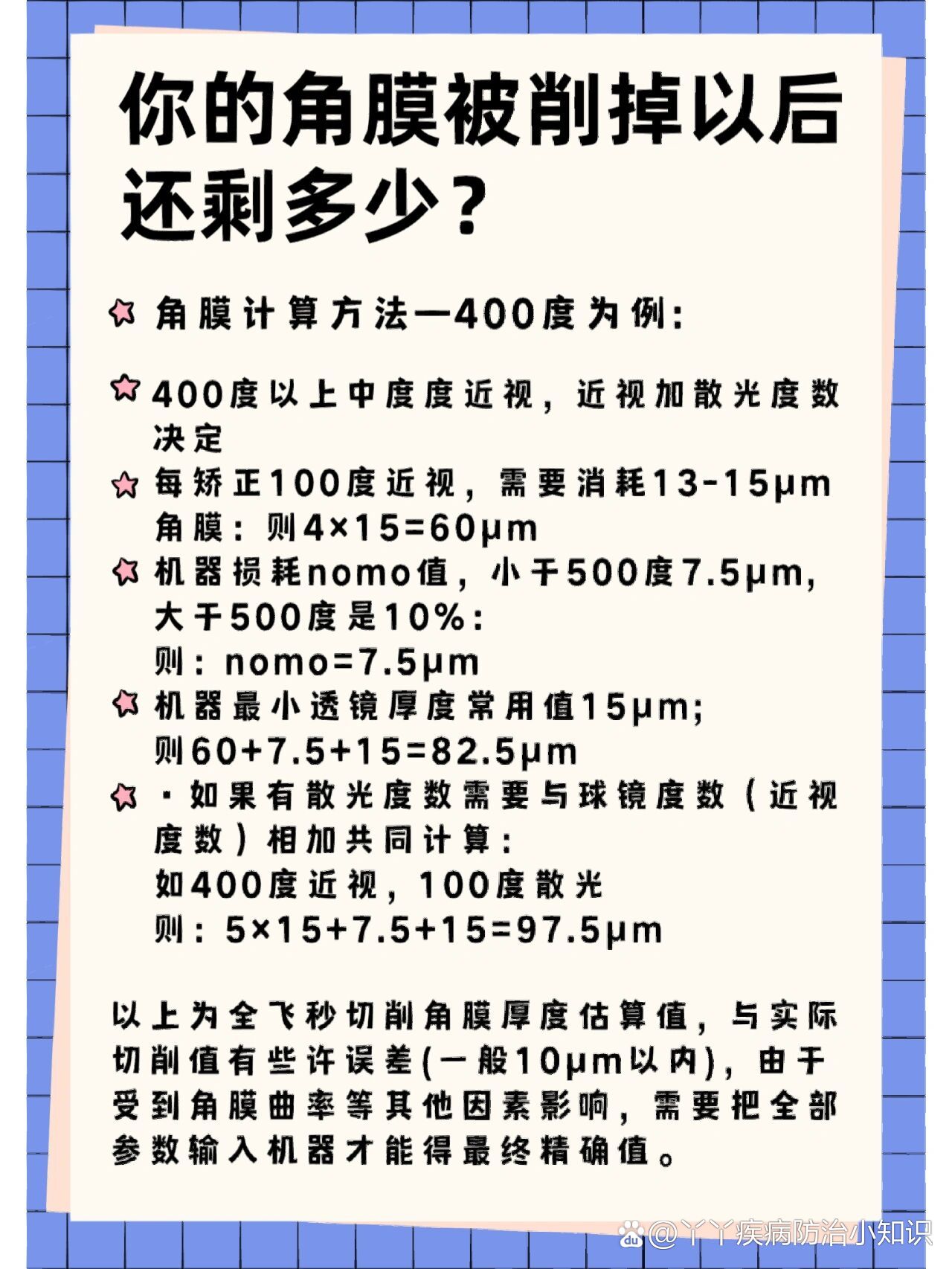 一分钟教你近视手术后剩余角膜厚度怎么算?