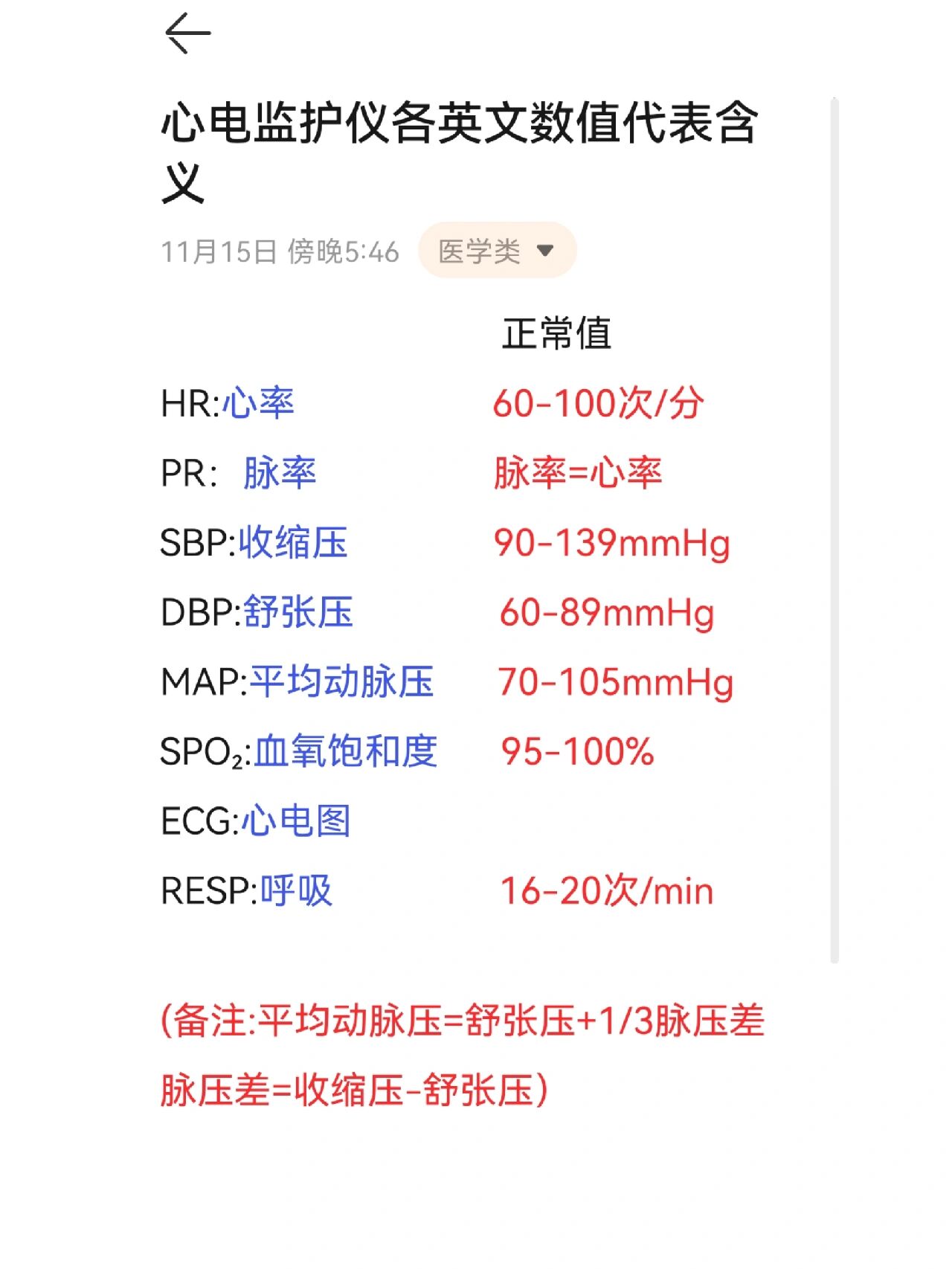 心电监护仪各英文数值代表的含义97