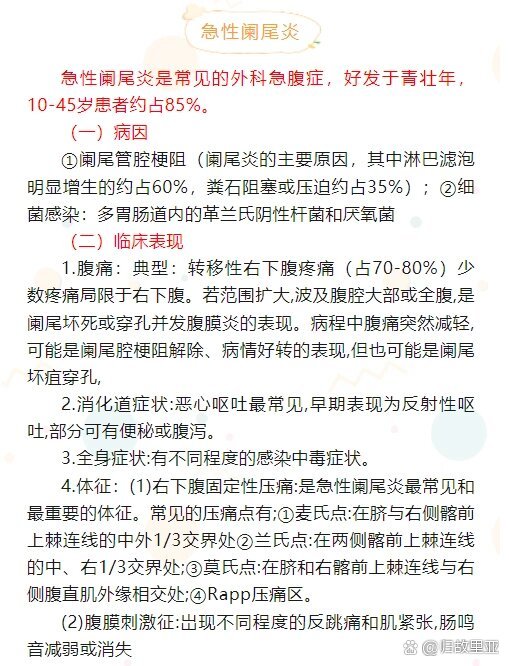 阑尾炎的病因和临床特点