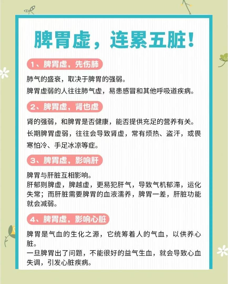 脾胃虚弱，五脏皆失养，百病生！