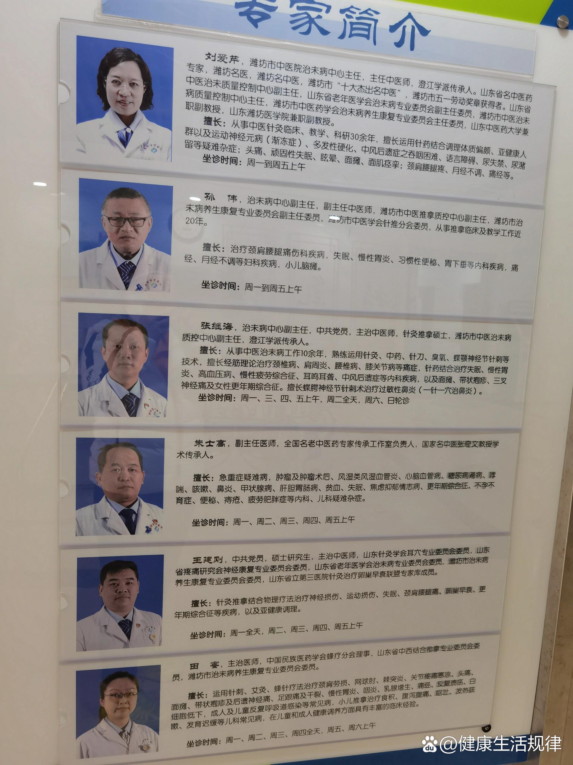 潍坊中医院国医堂老专家简介