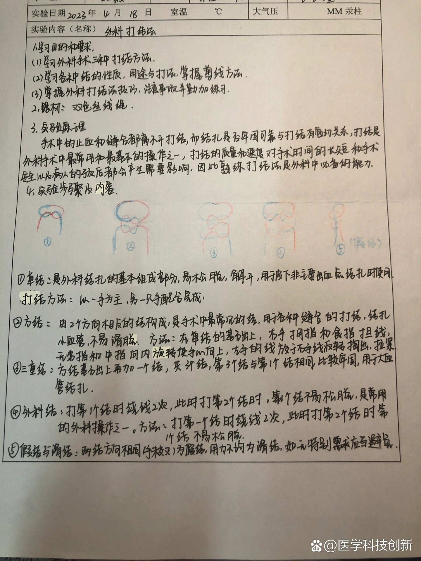 外科手术打结法实验报告