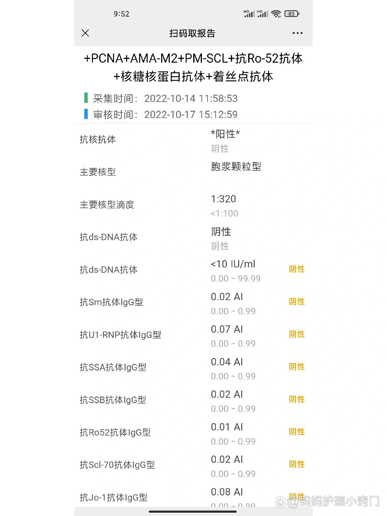 抗核抗体阳性1:320