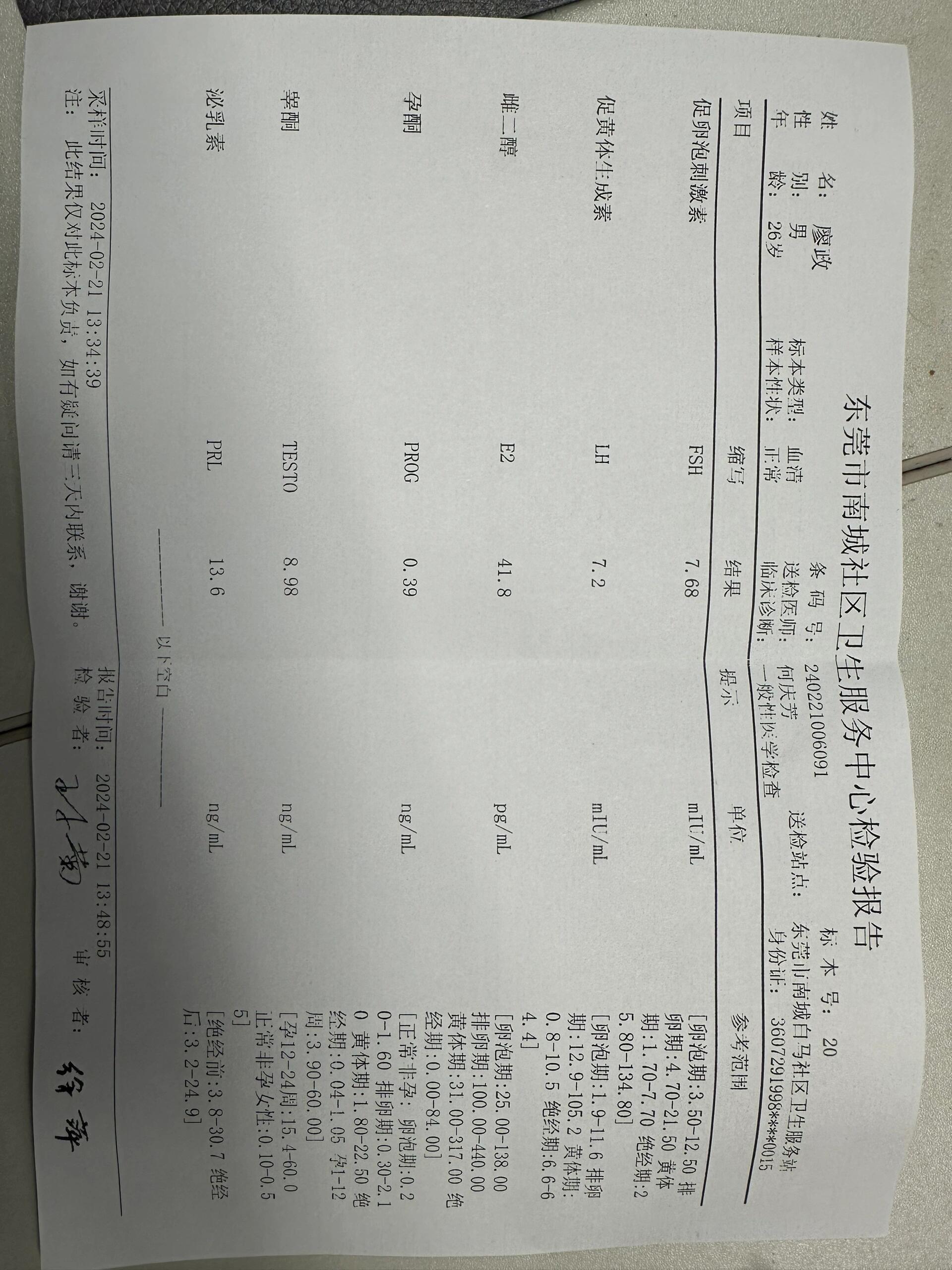 男性查性激素六项