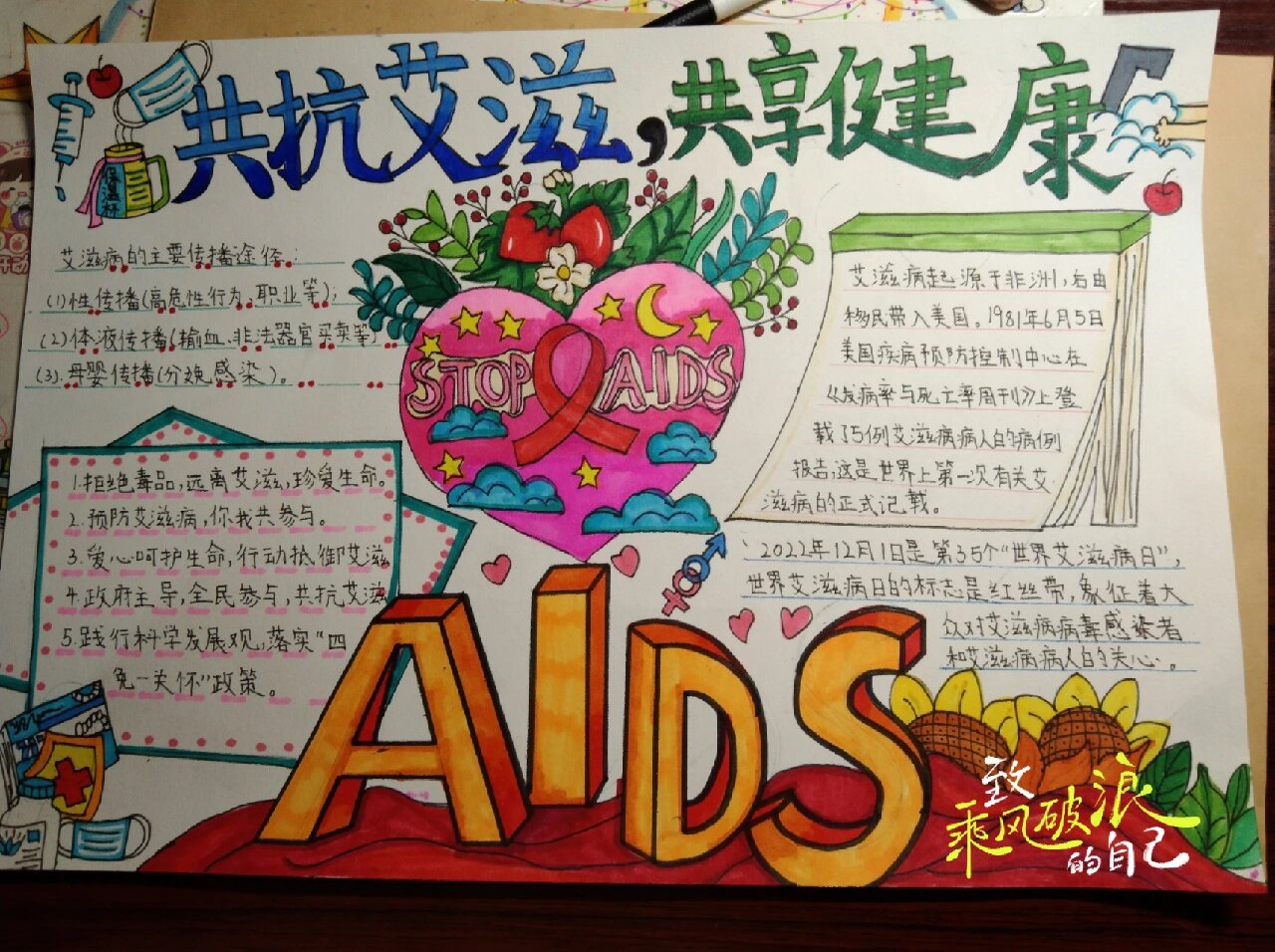 艾滋病手抄报来啦!