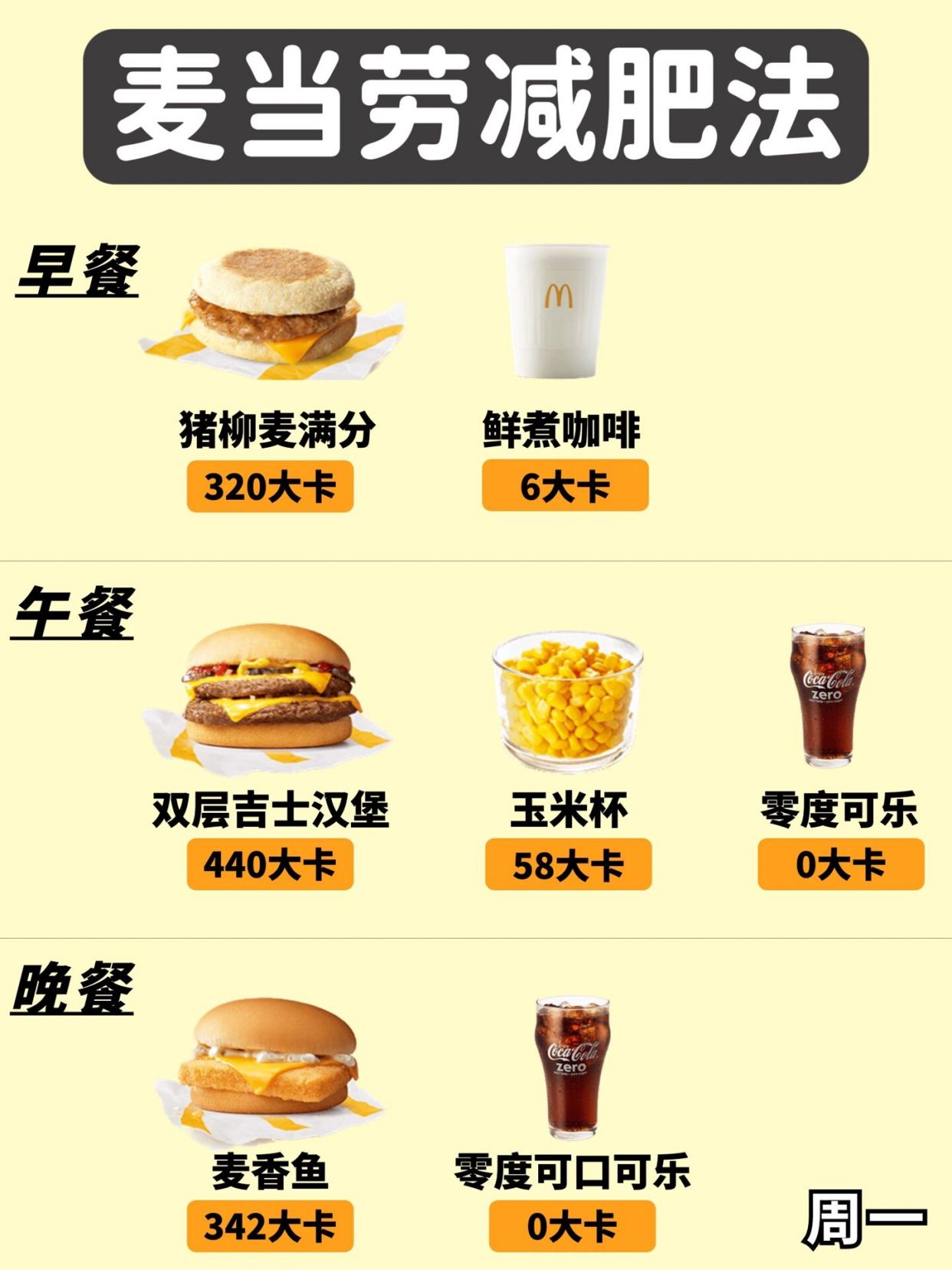 麦当劳减肥法✓附食谱✓附热量