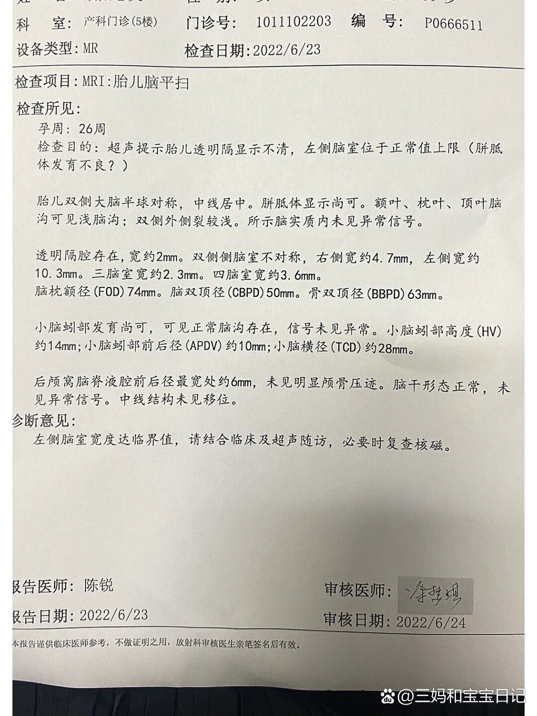 胎儿透明隔显示不清,侧脑室增宽(下)
