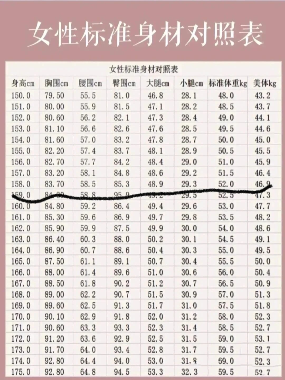 腿长标准表图片