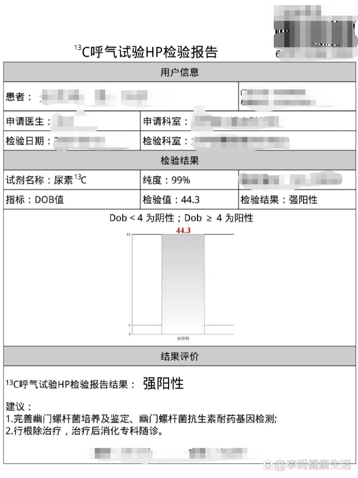 幽门螺旋杆菌正常数值图片