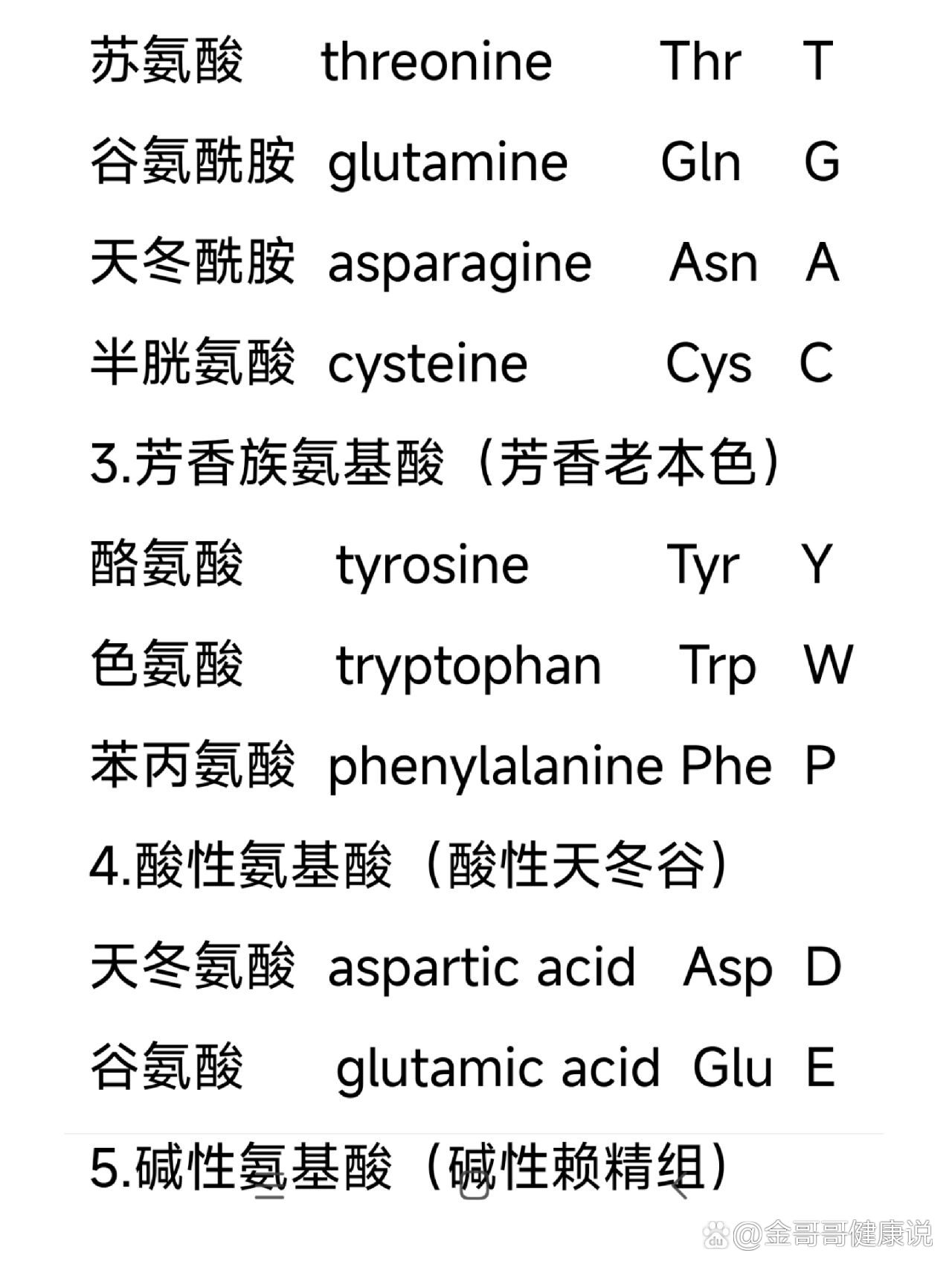 人体20种氨基酸图片