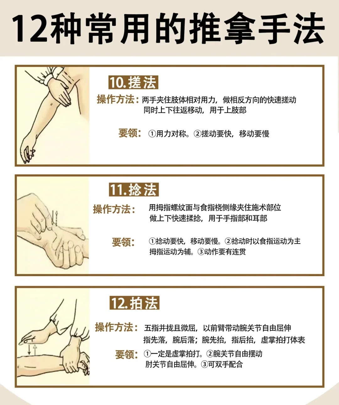 12种推拿手法详解，收藏必备！