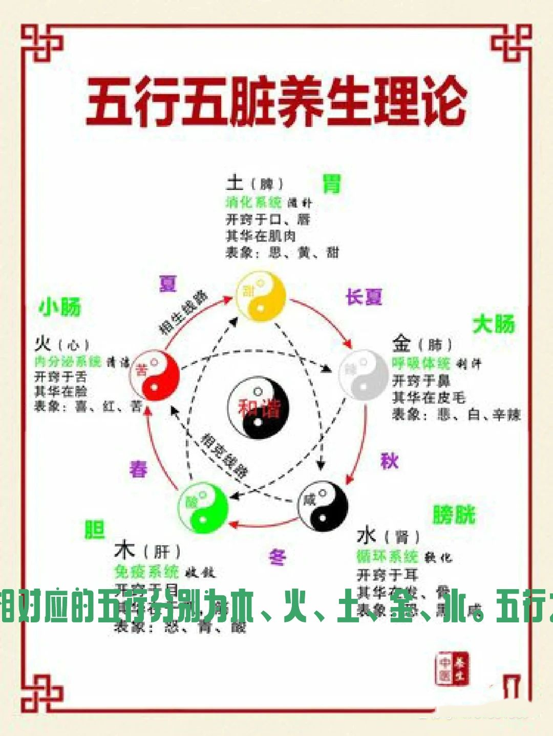 中医:五行对应五脏的关系