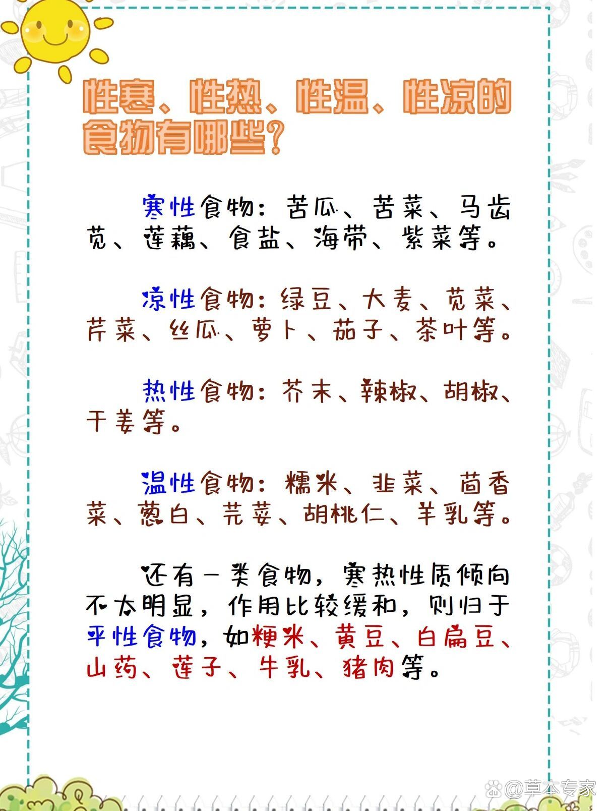 br 食物四性举例  br 寒性食物 苦瓜