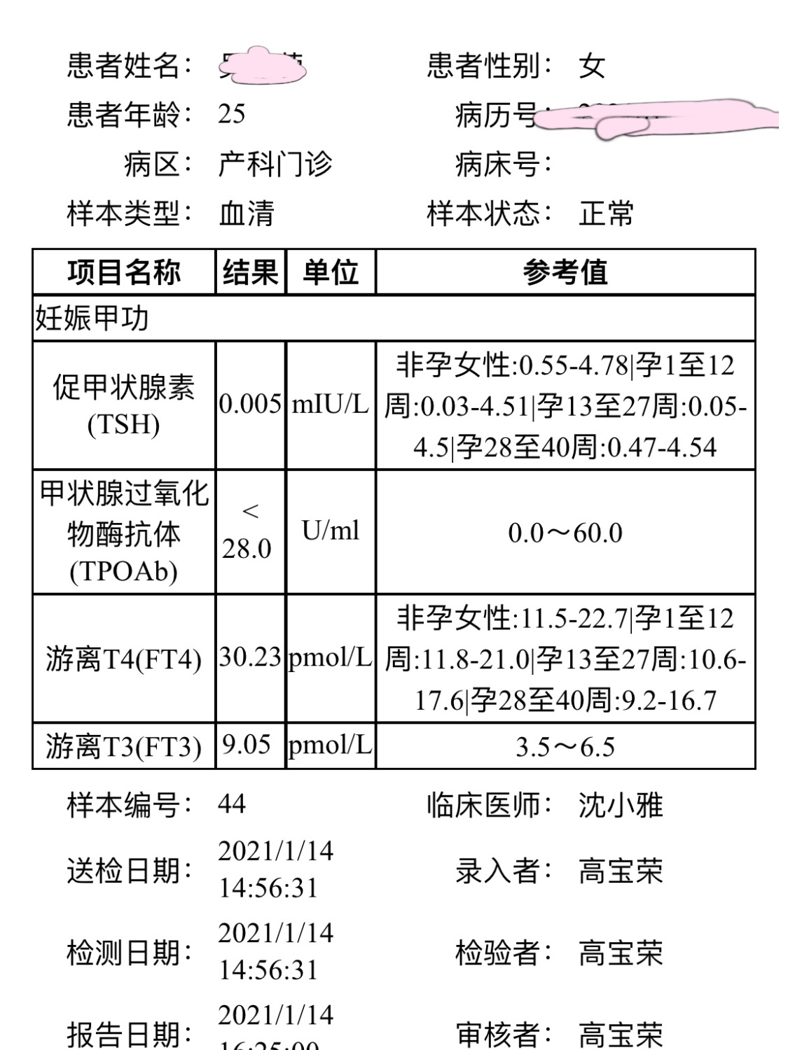 甲状腺素偏低图片