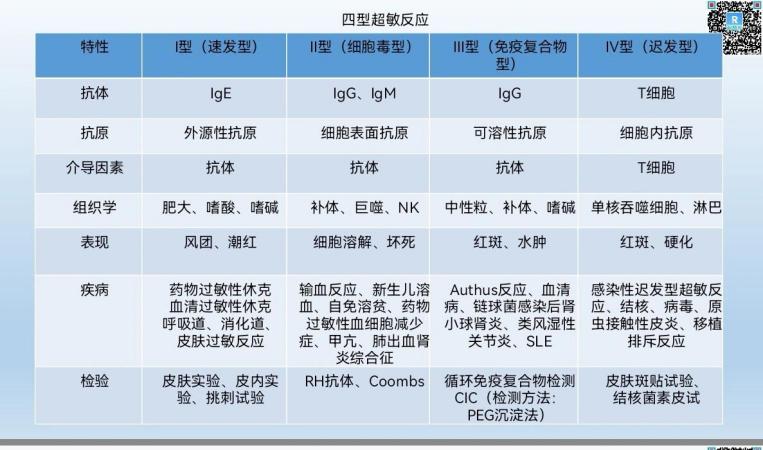 超敏反应表格：至少值4分！