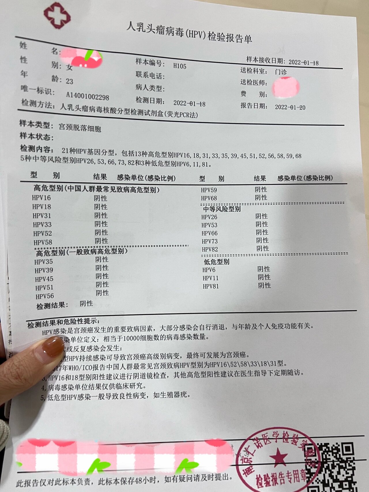 hpv筛查报告全阴!