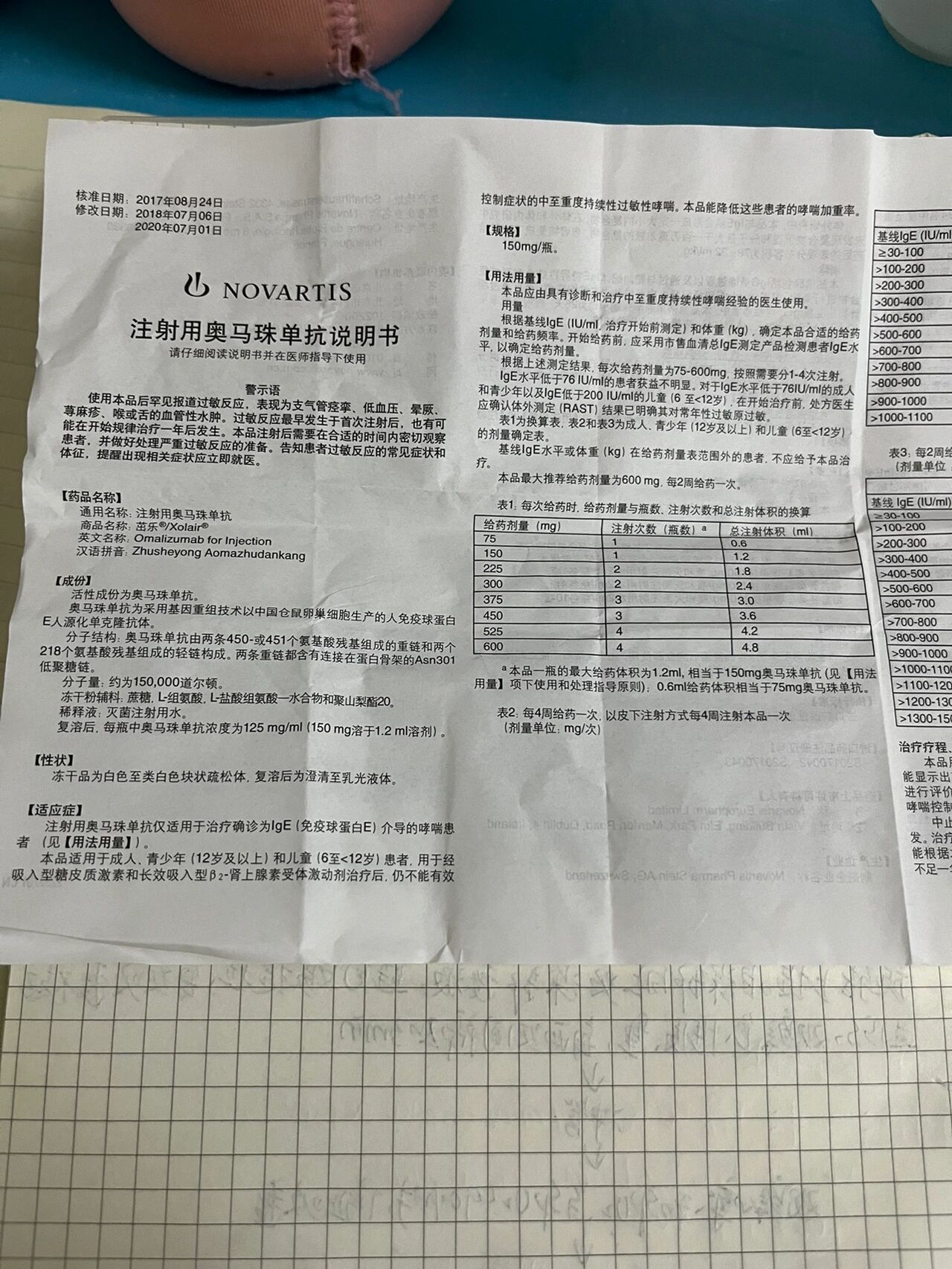 注射用奥马珠单抗说明书