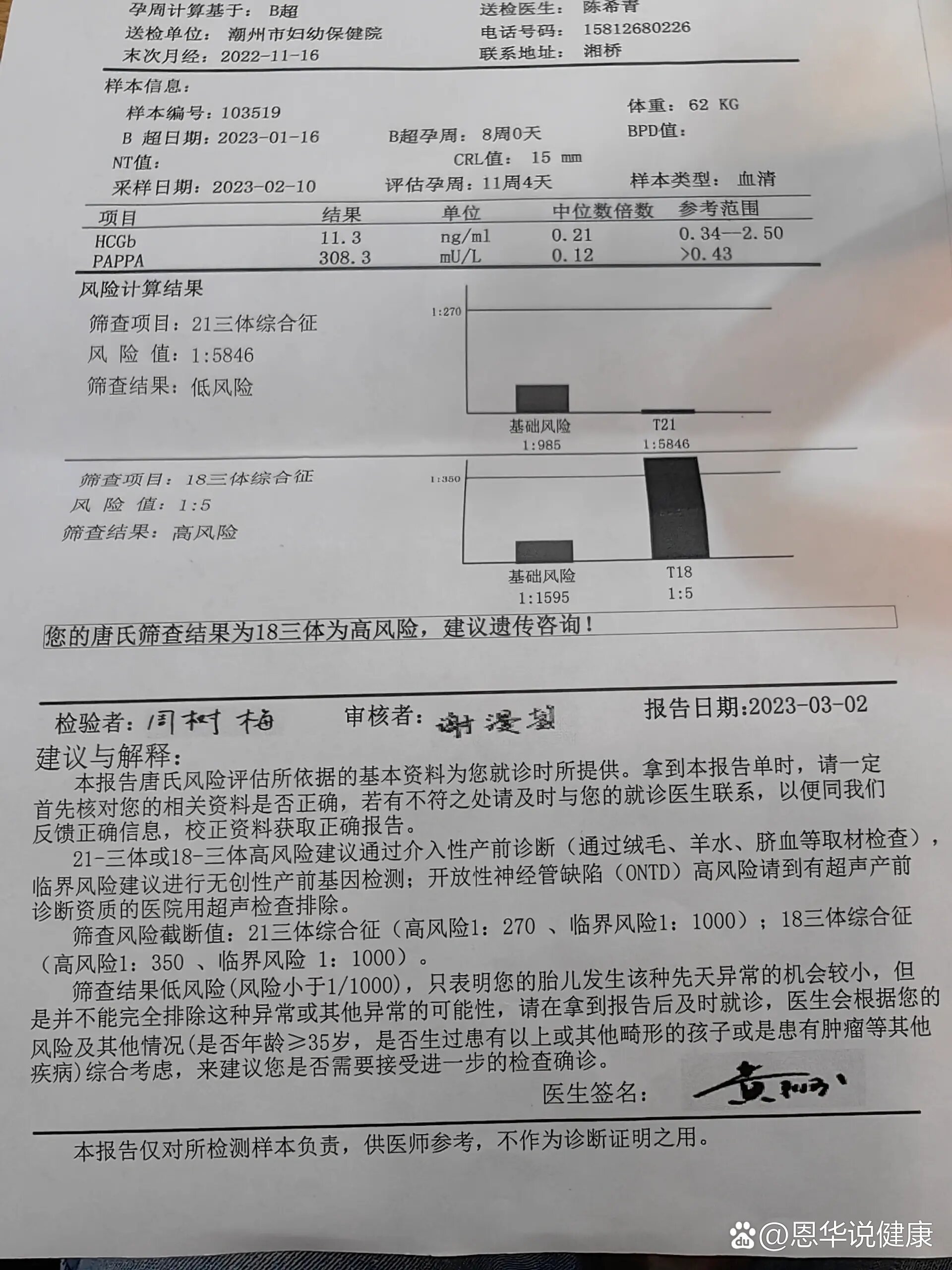 唐氏筛查中风险图片