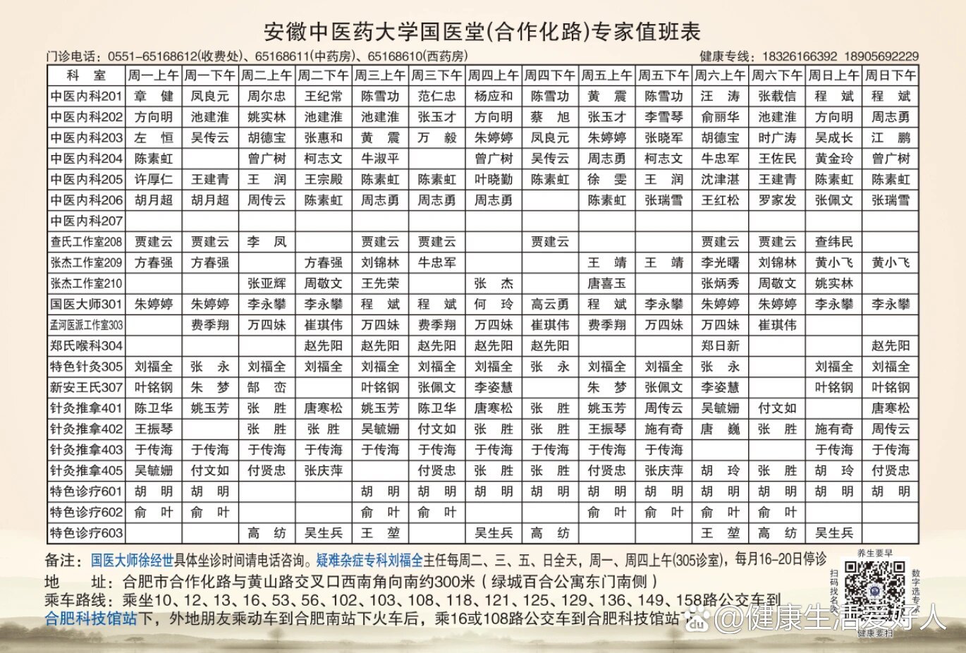 国医堂医生出诊表中医图片