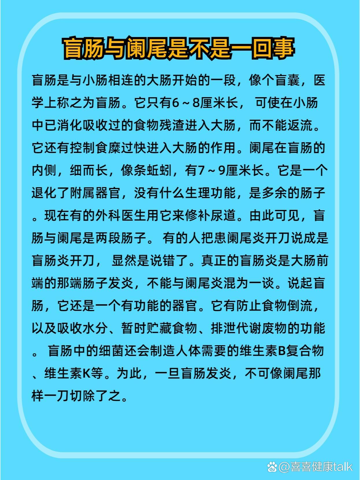 盲肠与阑尾是不是一回事