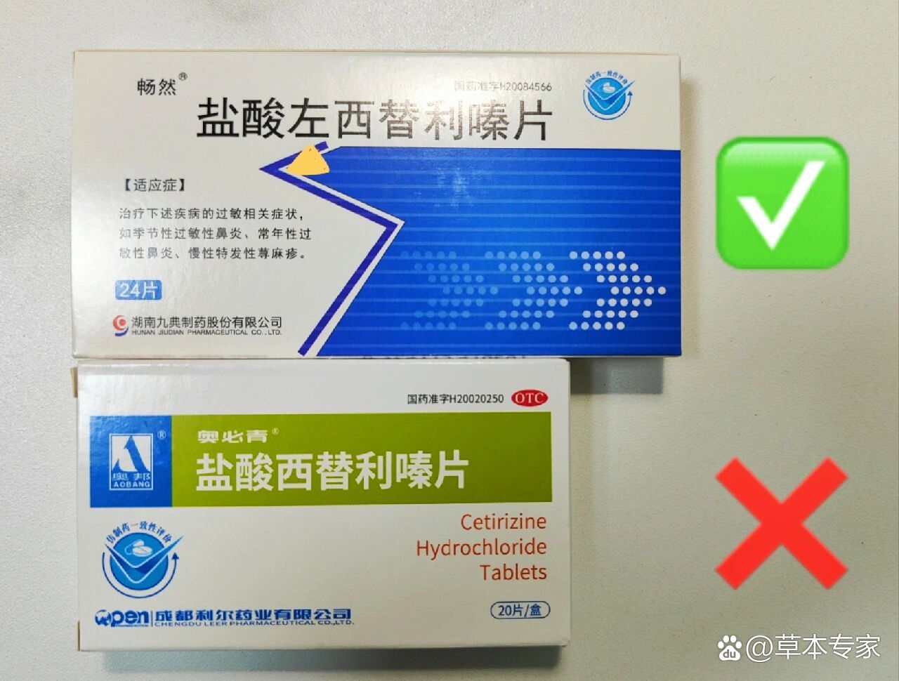 第一家医院开了图片下面的盐酸西替利嗪片,吃了超过一周都没有任何