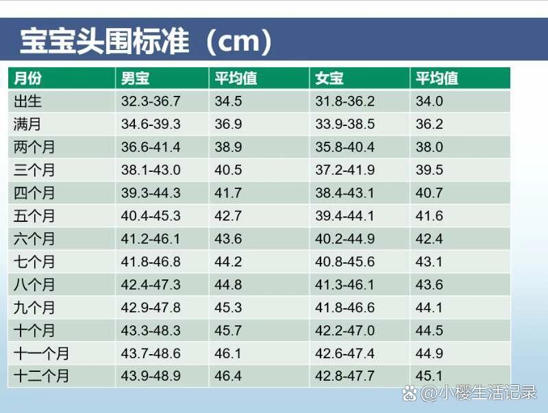 宝宝头臀长标准对照表图片