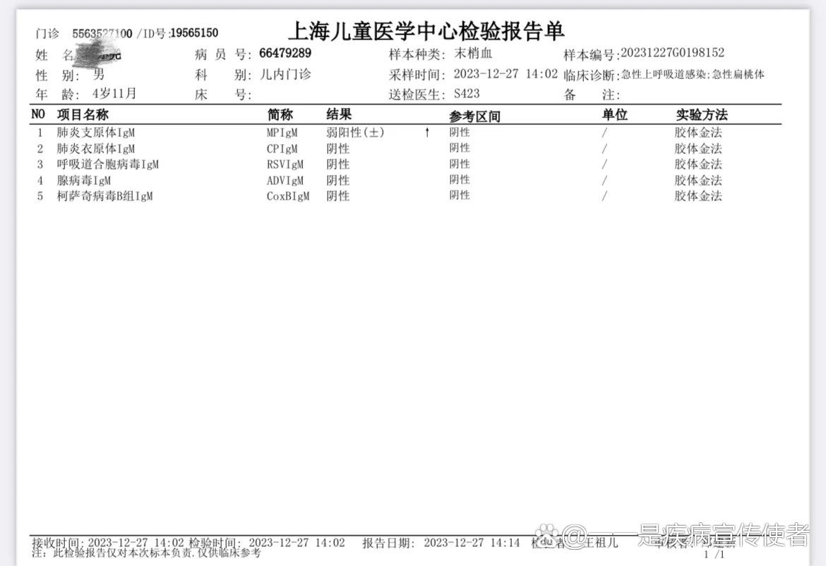 儿童支原体阳性图片