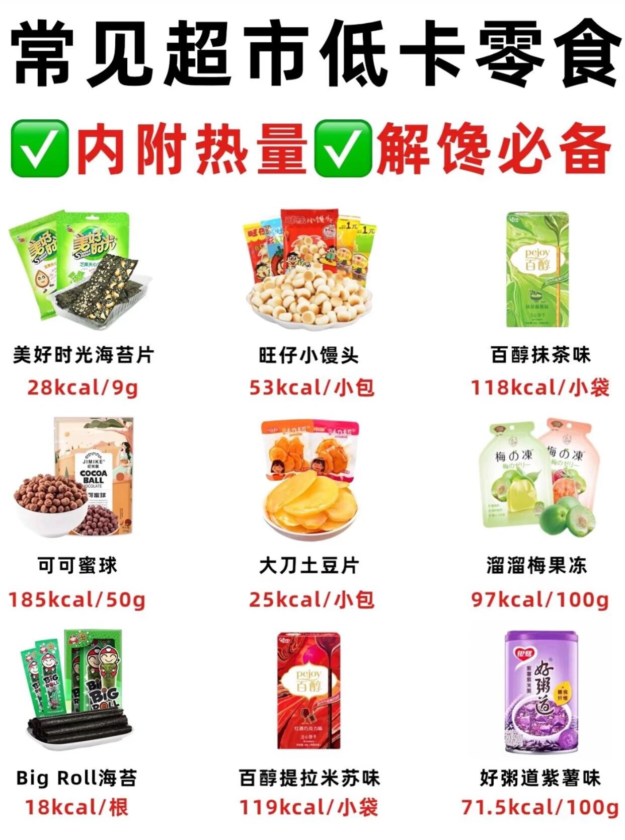 减脂零食36款常见超市低卡零食97减脂必备