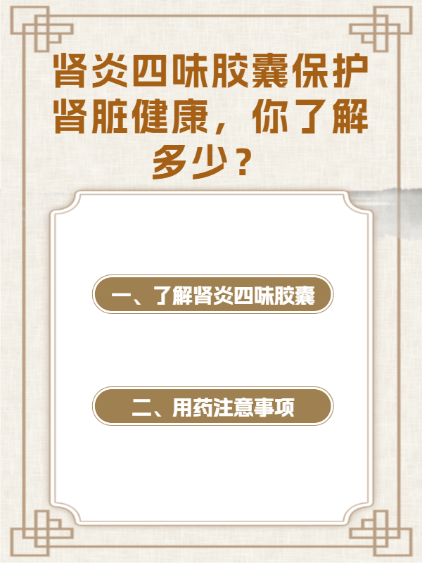 肾炎四味胶囊保护肾脏健康,你了解多少?