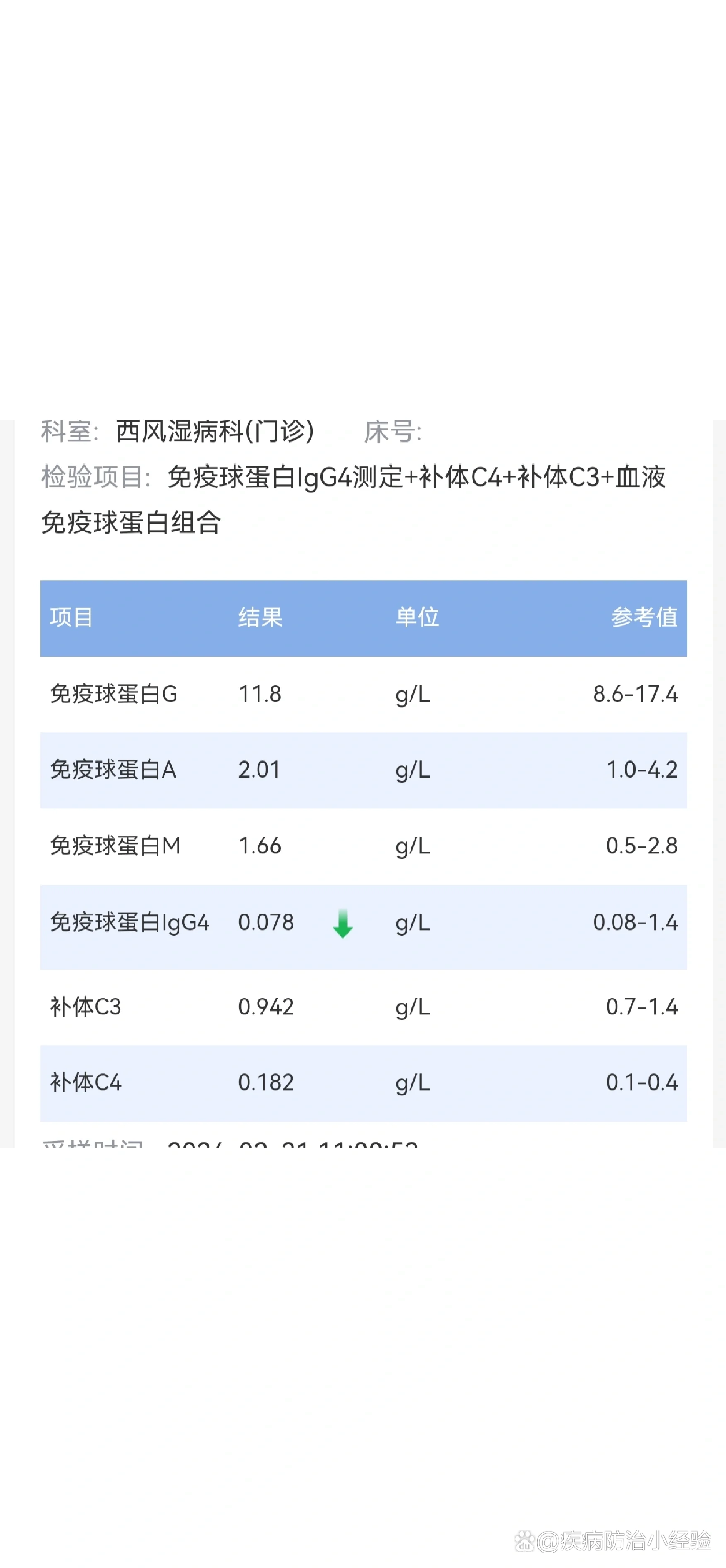 免疫球蛋白化验单图片