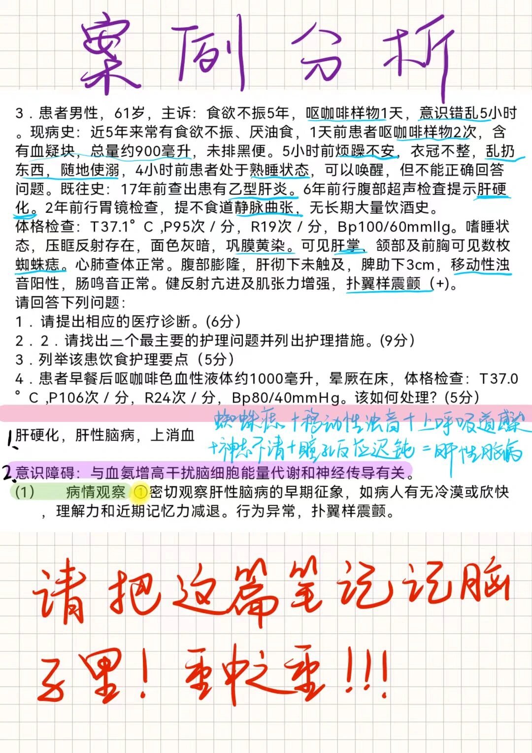 护理考研案例分析d27之肝性脑病知识点