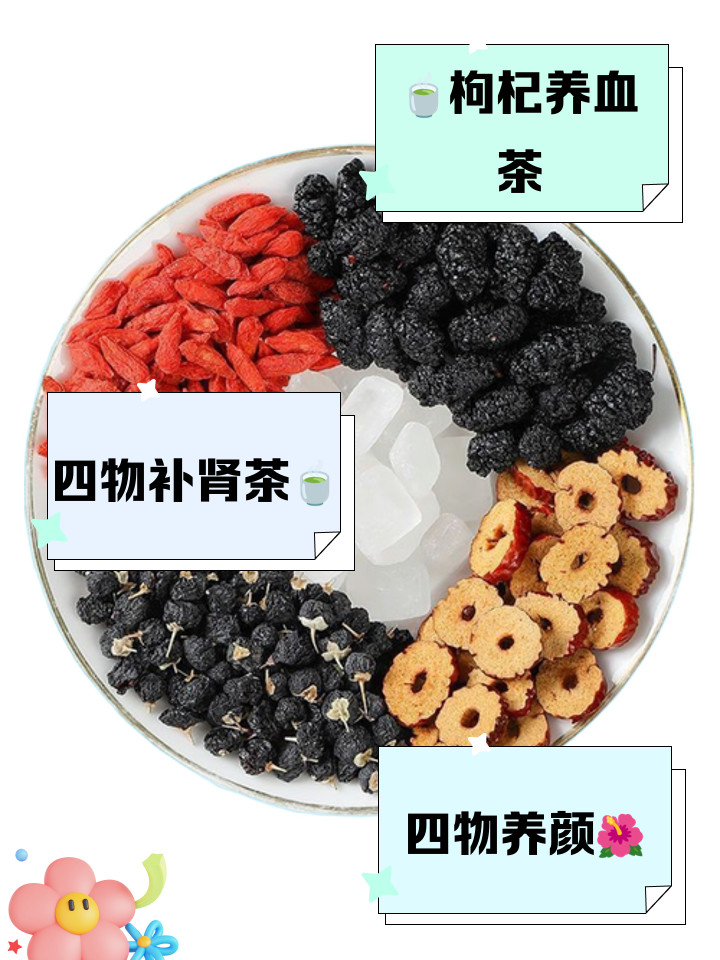 桑椹红枣红枸杞黑枸杞功效作用