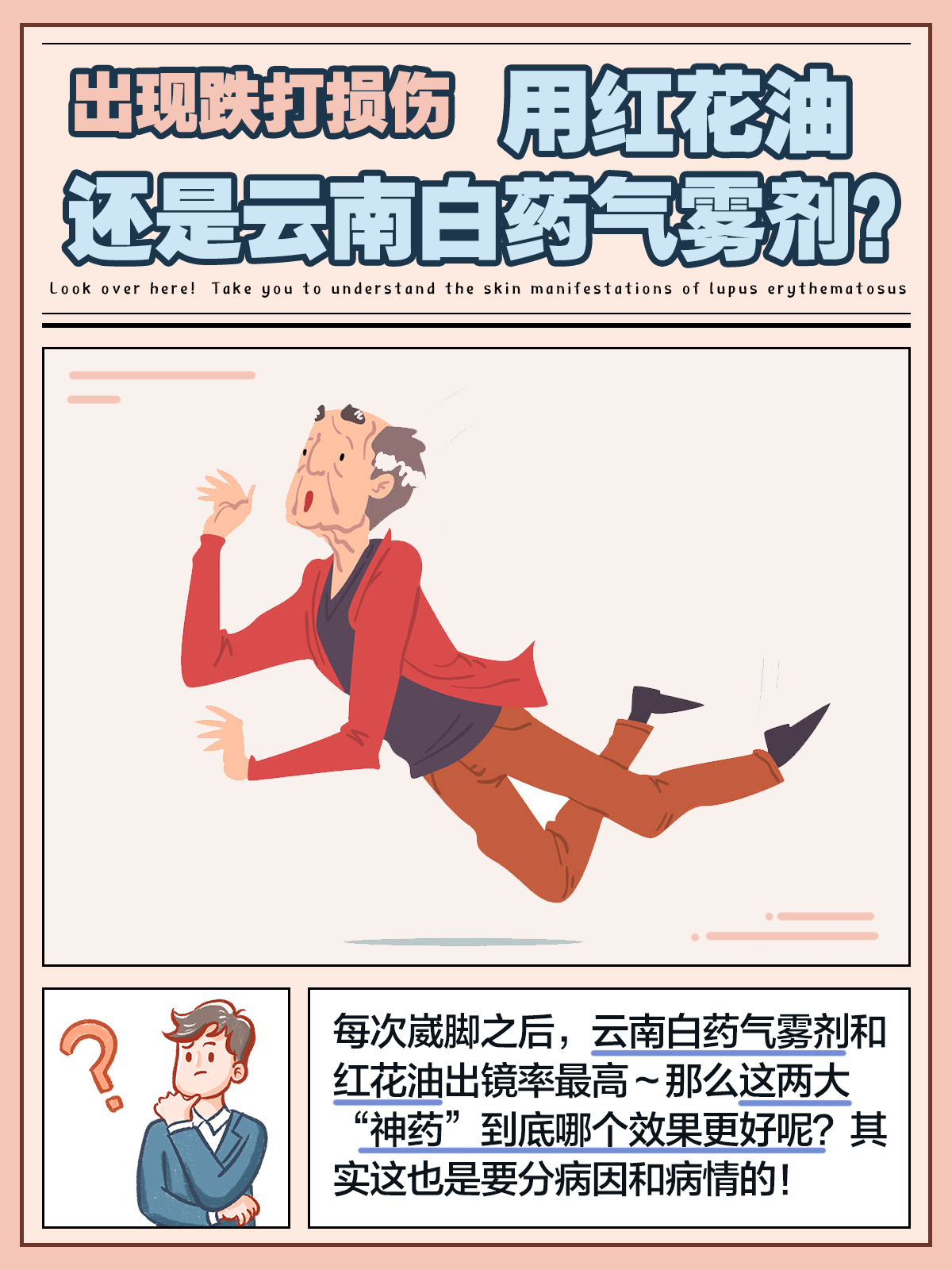 出现跌打损伤|用红花油还是云南白药气雾剂.