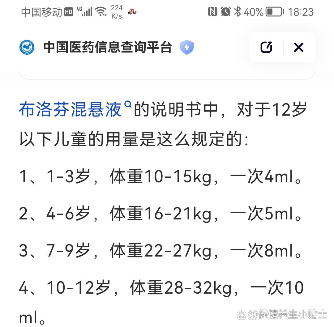 儿童每公斤美林用量图片