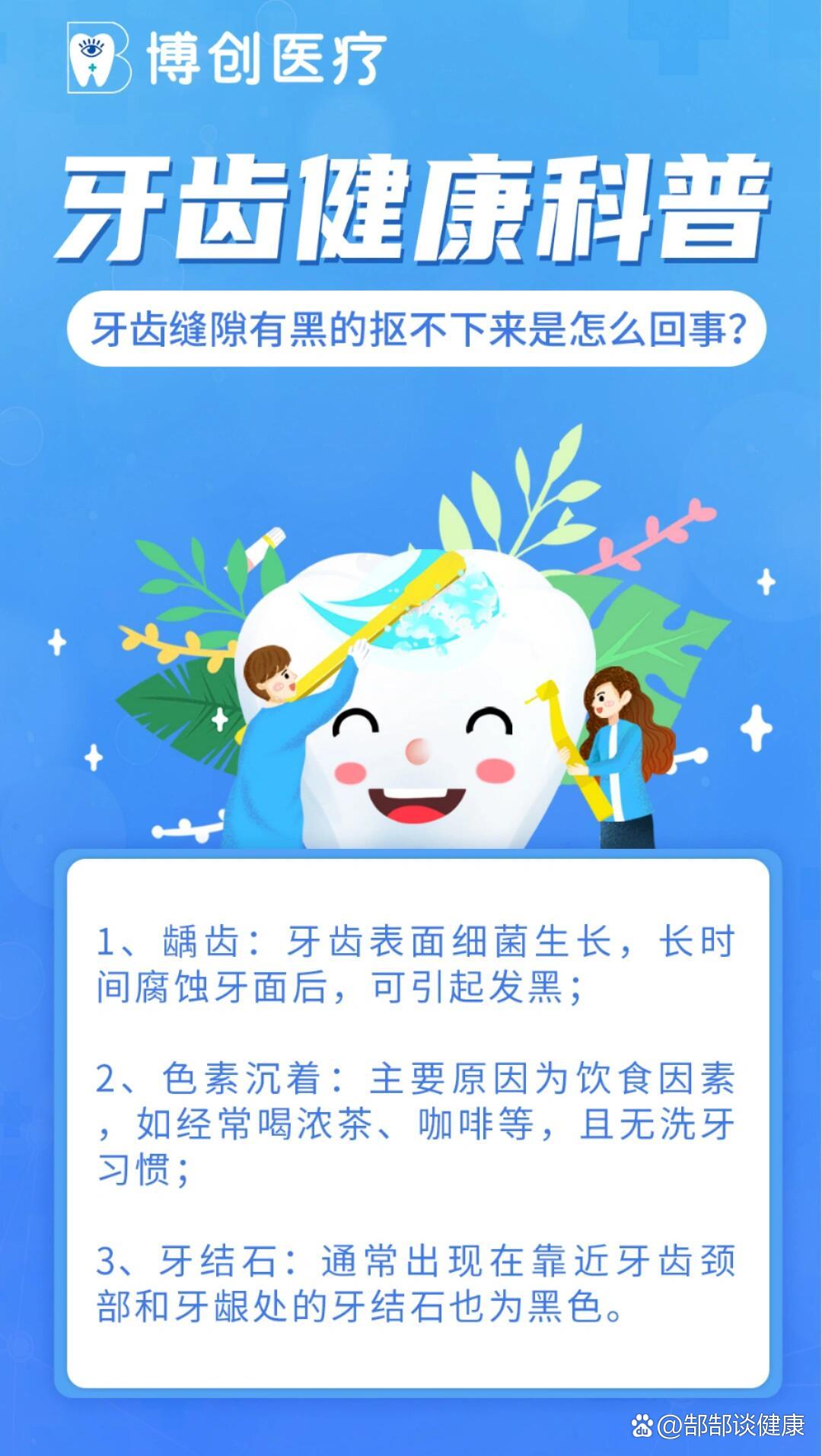  br>(原因1)龋齿:牙齿表面细菌生长,长时间腐蚀牙面后,可引起发黑;  