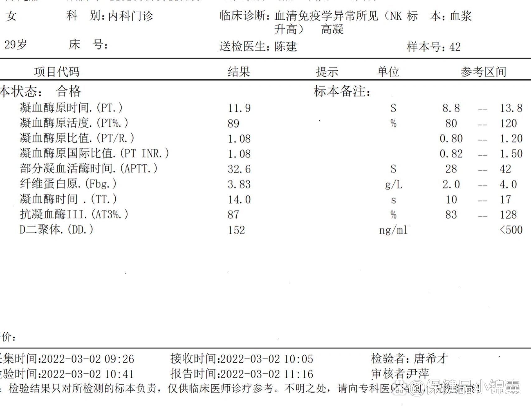 d2聚体正常值范围图片