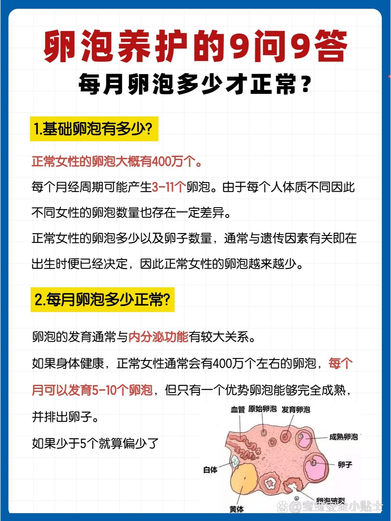 正常女性通常会有400万个左右的卵泡,每个月可以发育5
