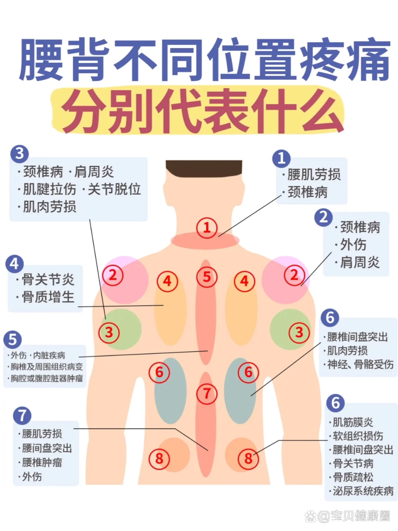 后背不同位置疼痛代表什么?